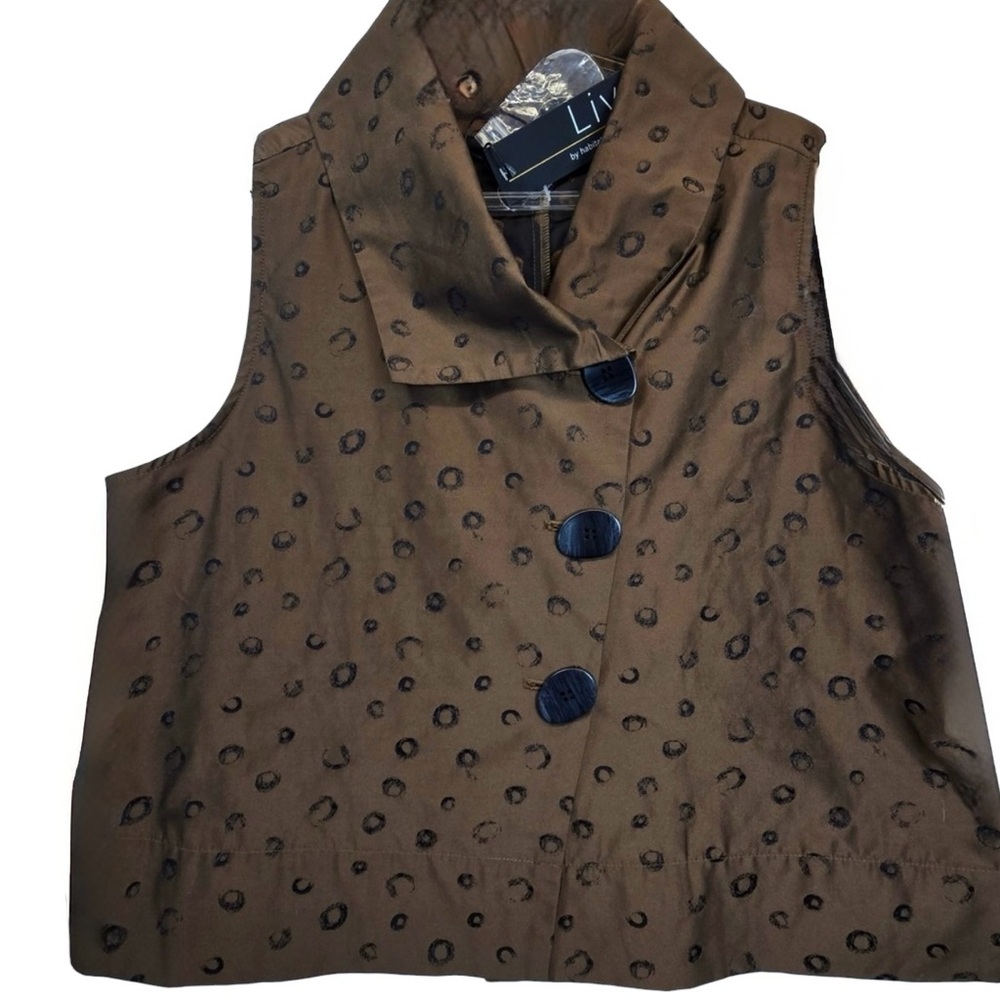 Liv by Habitat Vest Women’s Asymmetrical Buttons Artsy Eclectic Lagenlook Medium - Picture 3 of 8